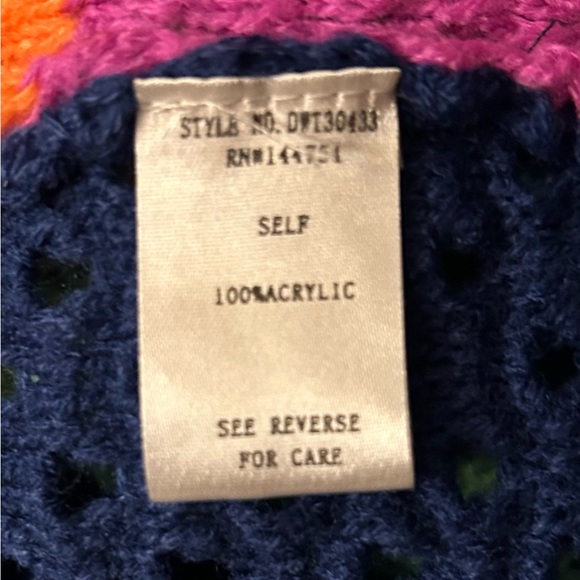 Davi & Dani Rainbow Color Block Open Crochet Knit Sweater Retro Indie Style Sz M - Picture 6 of 7